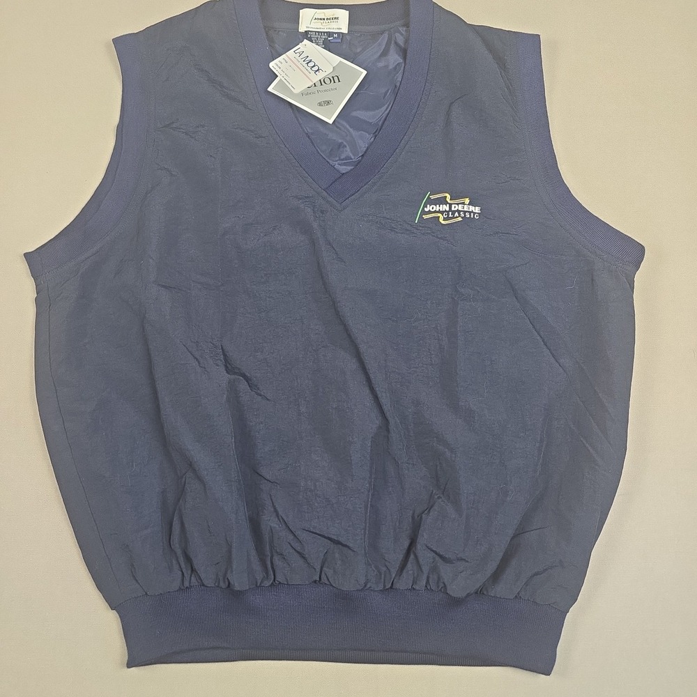 Vtg La Mode John Deere Classic Golf Pullover Wind Vest Navy Blue Men's M NWT